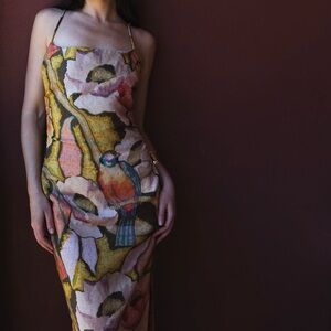 SIR Talulah Column floral linen dress in sanderling floral NWT